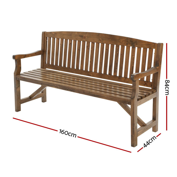 Gardeon Garden Bench Chair Natural Outdoor Furniture Dcor Patio Deck 3 Seater Patio Benches