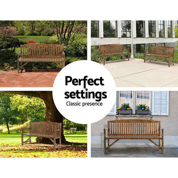 Gardeon Garden Bench Chair Natural Outdoor Furniture Dcor Patio Deck 3 Seater Patio Benches