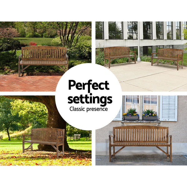 Gardeon Garden Bench Chair Natural Outdoor Furniture Dcor Patio Deck 3 Seater Patio Benches