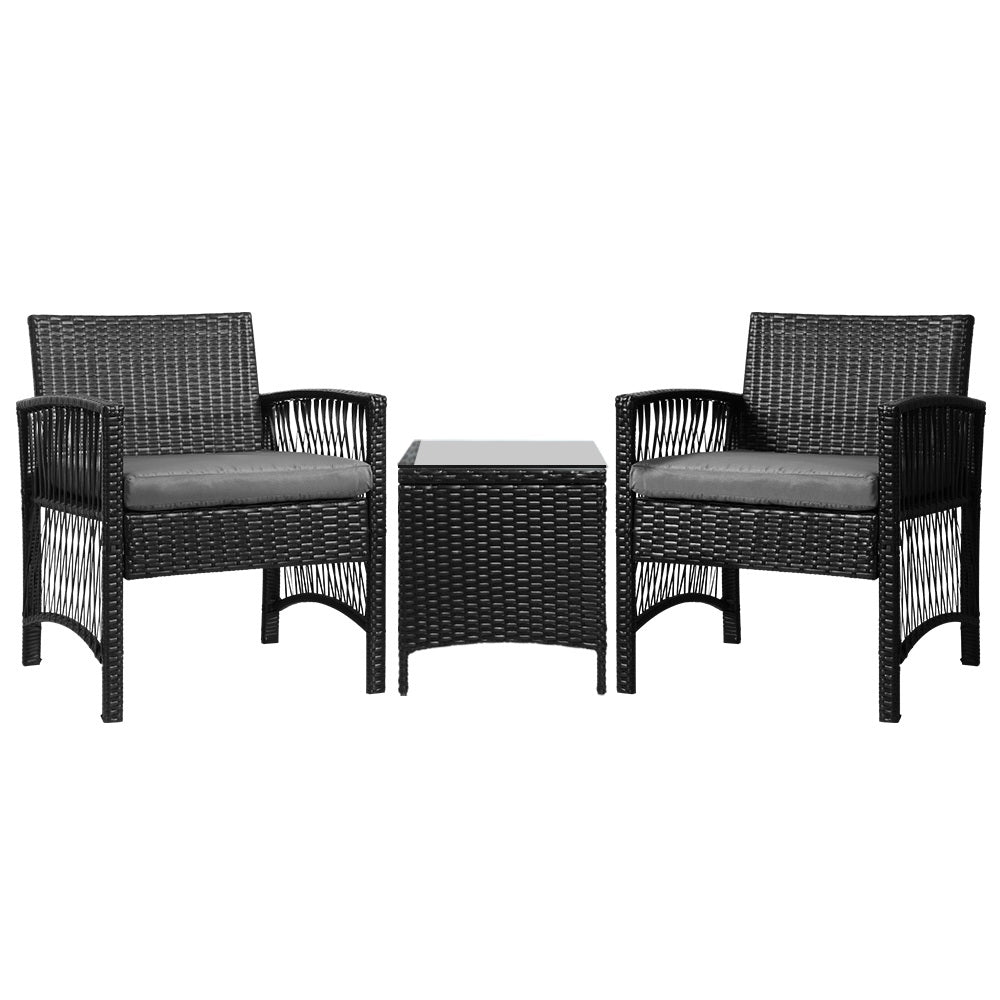 Gardeon Patio Furniture Outdoor Bistro Set Dining Chairs Setting 3 Piece Wicker Patio Furniture Sets