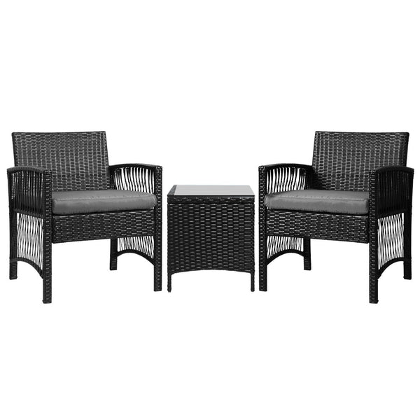 Gardeon Patio Furniture Outdoor Bistro Set Dining Chairs Setting 3 Piece Wicker Patio Furniture Sets
