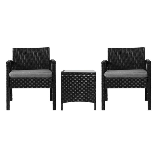 Gardeon Patio Furniture Outdoor Bistro Set Dining Chairs Setting 3 Piece Wicker Patio Furniture Sets