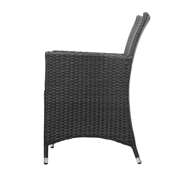 Gardeon 3 Piece Wicker Outdoor Furniture Set Black Patio Furniture Sets