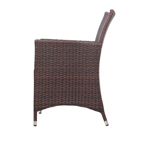Gardeon 3 Piece Wicker Outdoor Furniture Set Brown Patio Furniture Sets