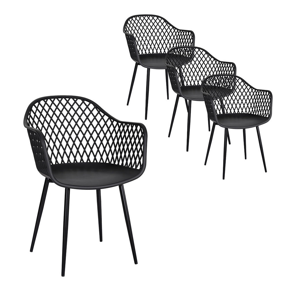 Gardeon 4Pc Outdoor Dining Chairs Pp Lounge Patio Furniture Garden Black Patio Chairs
