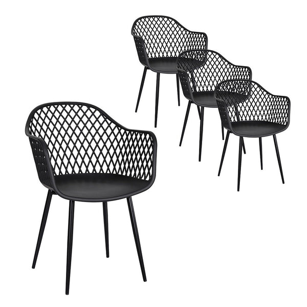 Gardeon 4Pc Outdoor Dining Chairs Pp Lounge Patio Furniture Garden Black Patio Chairs