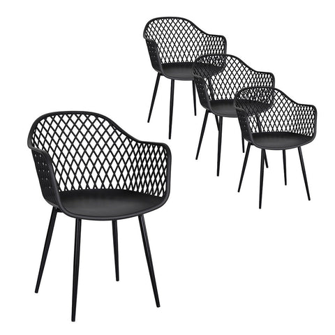 Gardeon 4Pc Outdoor Dining Chairs Pp Lounge Patio Furniture Garden Black Patio Chairs