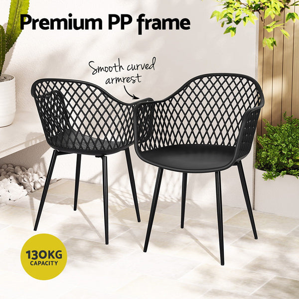 Gardeon 4Pc Outdoor Dining Chairs Pp Lounge Patio Furniture Garden Black Patio Chairs