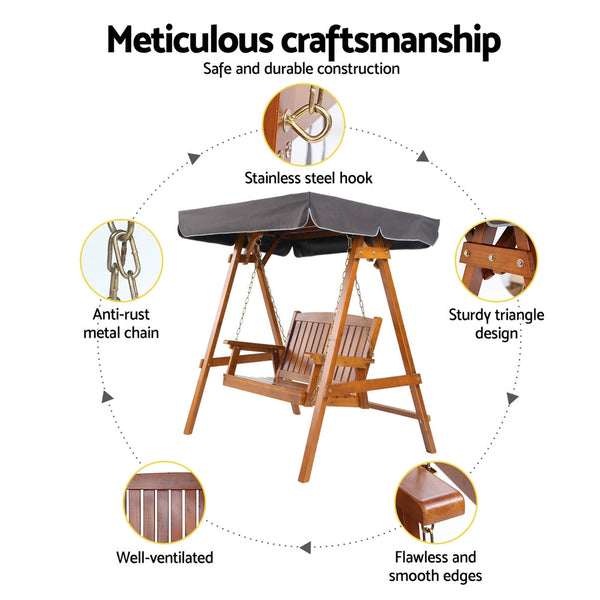 Gardeon Swing Chair Garden Bench Canopy 2 Seater Outdoor Furniture Swing Seats