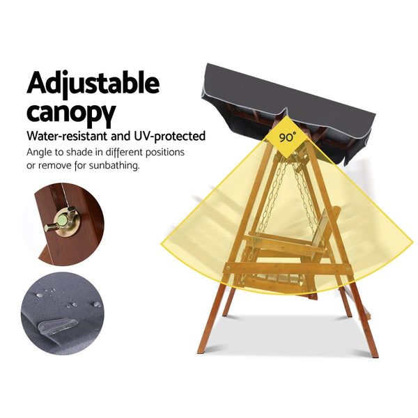 Gardeon Swing Chair Garden Bench Canopy 2 Seater Outdoor Furniture Swing Seats