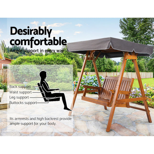 Gardeon Swing Chair Garden Bench Canopy 2 Seater Outdoor Furniture Swing Seats