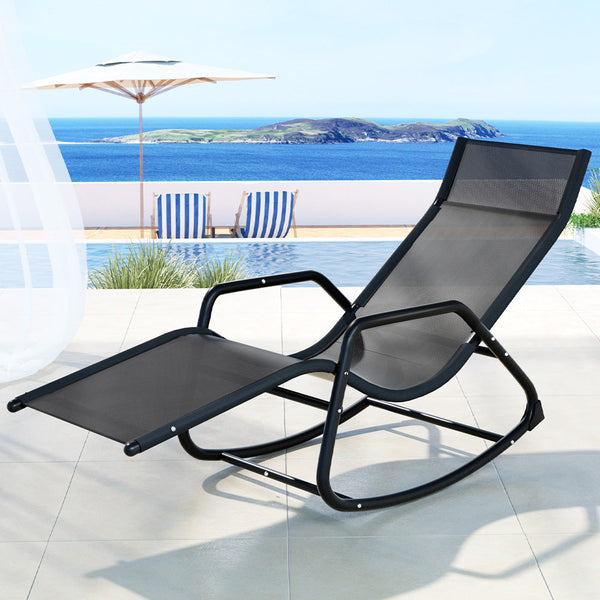 Gardeon Sun Lounge Rocking Chair Outdoor Lounger Patio Furniture Garden Loungers