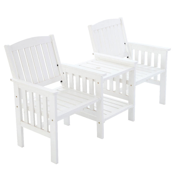 Gardeon Garden Bench Chair Table Loveseat Outdoor Furniture Patio Park White Patio Benches