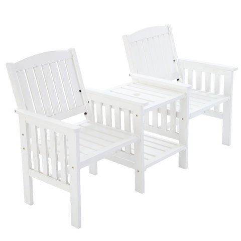 Gardeon Garden Bench Chair Table Loveseat Outdoor Furniture Patio Park White Patio Benches