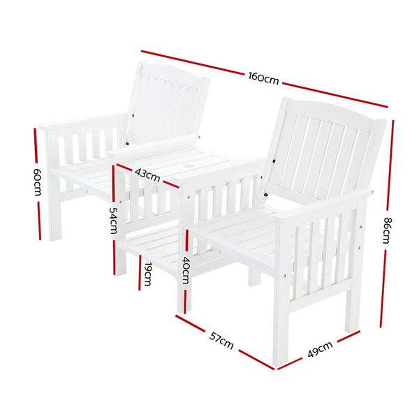 Gardeon Garden Bench Chair Table Loveseat Outdoor Furniture Patio Park White Patio Benches