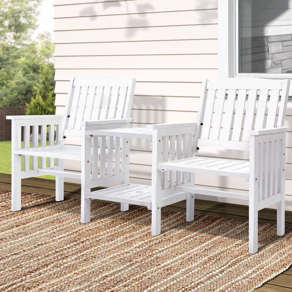 Gardeon Garden Bench Chair Table Loveseat Outdoor Furniture Patio Park White Patio Benches
