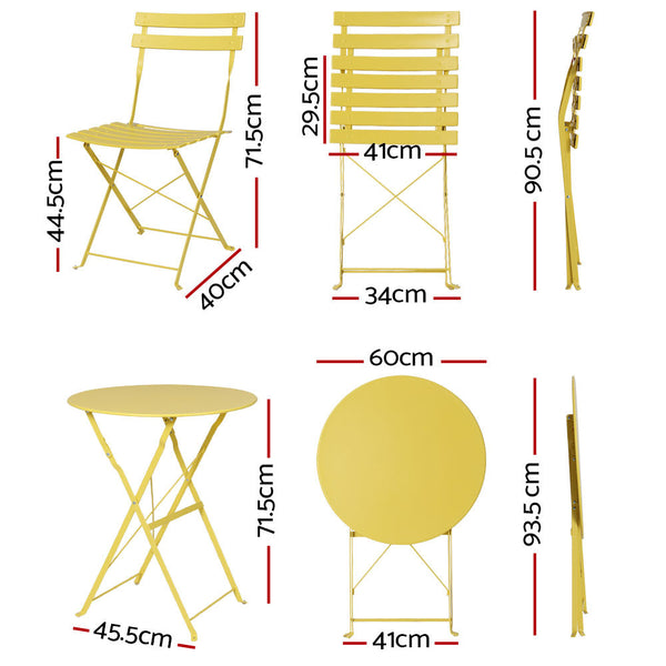 Gardeon Outdoor Setting Bistro Table And Chairs Folding Patio Furniture Patio Furniture Sets