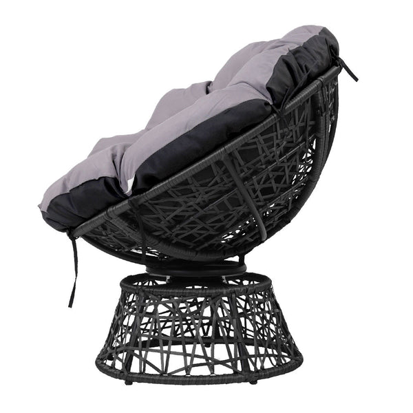 Gardeon Outdoor Papasan Chairs Table Lounge Setting Patio Furniture Wicker Black Patio Furniture Sets