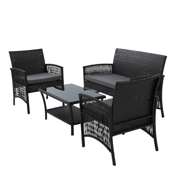 Gardeon 4 Pcs Outdoor Furniture Lounge Setting Rattan Patio Dining