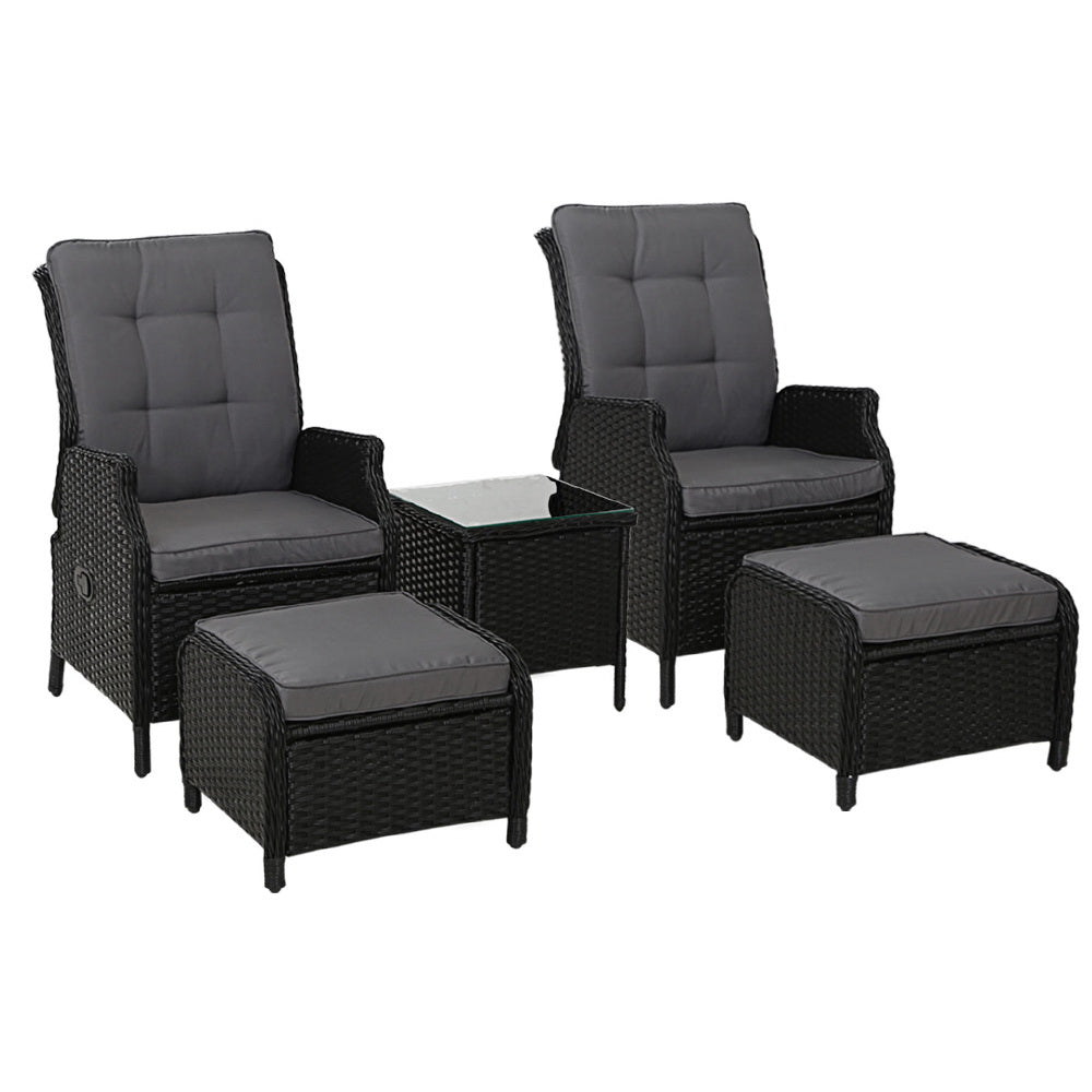 Gardeon Recliner Chairs Sun Lounge Setting Outdoor Furniture Patio Garden Wicker Patio Chairs
