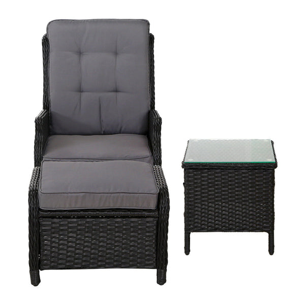 Gardeon Recliner Chairs Sun Lounge Setting Outdoor Furniture Patio Garden Wicker Patio Chairs