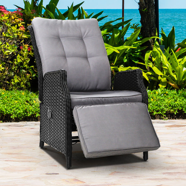 Gardeon Recliner Chair Sun Lounge Setting Outdoor Furniture Patio Wicker Sofa Loungers