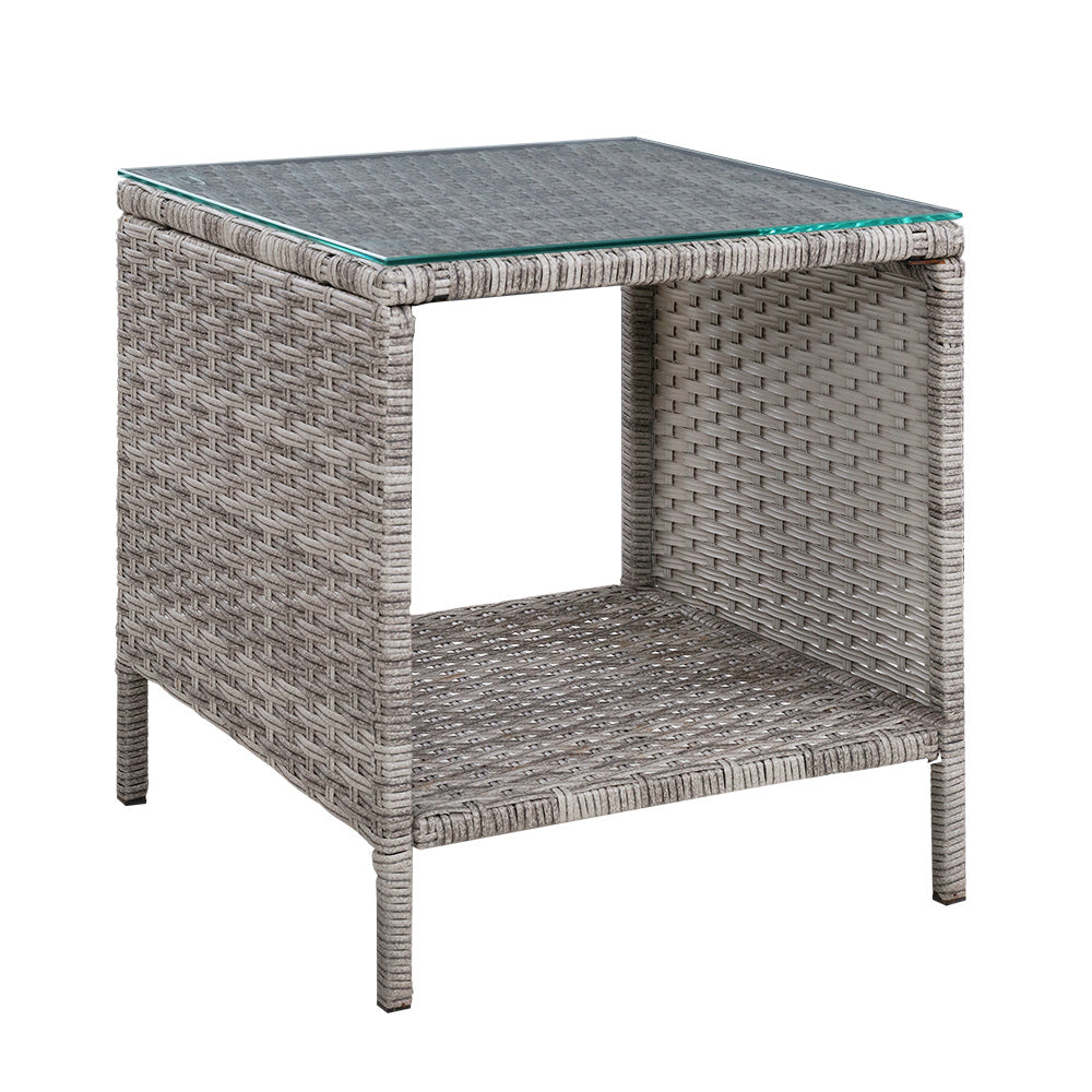 Gardeon Side Table Coffee Patio Outdoor Furniture Rattan Desk Indoor Garden Grey Patio & Garden Tables