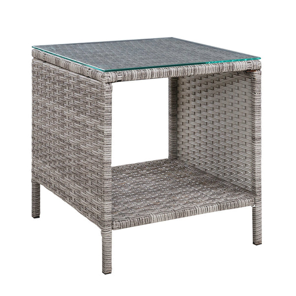 Gardeon Side Table Coffee Patio Outdoor Furniture Rattan Desk Indoor Garden Grey Patio & Garden Tables