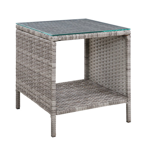 Gardeon Side Table Coffee Patio Outdoor Furniture Rattan Desk Indoor Garden Grey Patio & Garden Tables