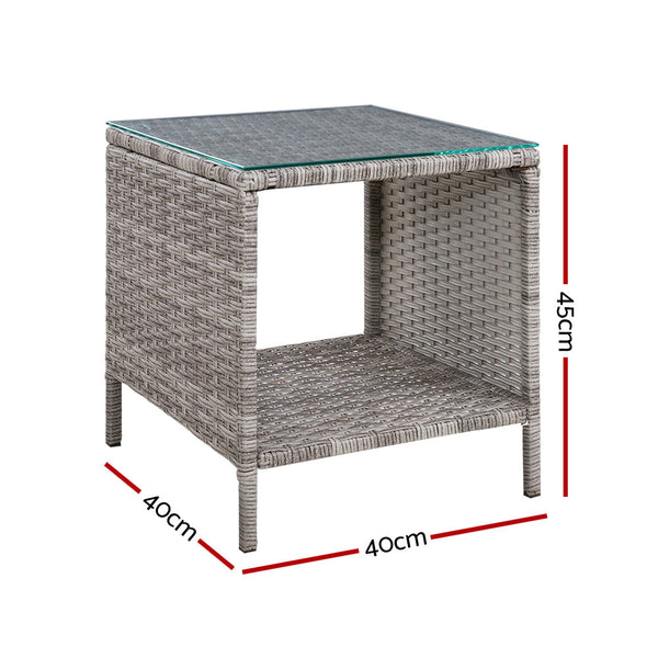 Gardeon Side Table Coffee Patio Outdoor Furniture Rattan Desk Indoor Garden Grey Patio & Garden Tables