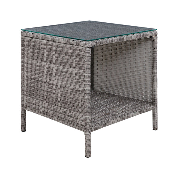 Gardeon Side Table Coffee Patio Outdoor Furniture Rattan Desk Indoor Garden Grey Patio & Garden Tables