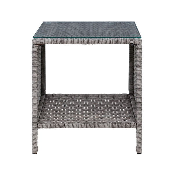 Gardeon Side Table Coffee Patio Outdoor Furniture Rattan Desk Indoor Garden Grey Patio & Garden Tables
