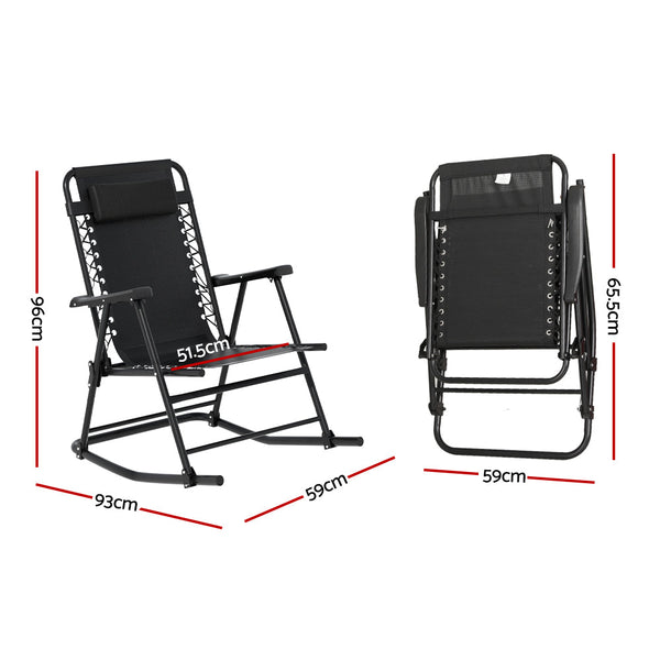 Gardeon Outdoor Rocking Chair Folding Reclining Recliner Patio Furniture Garden Patio Chairs