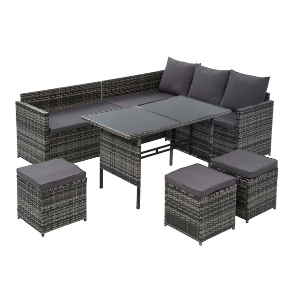 Gardeon Outdoor Furniture Dining Setting Sofa Wicker 9 Seater Storage Cover Patio Furniture Sets