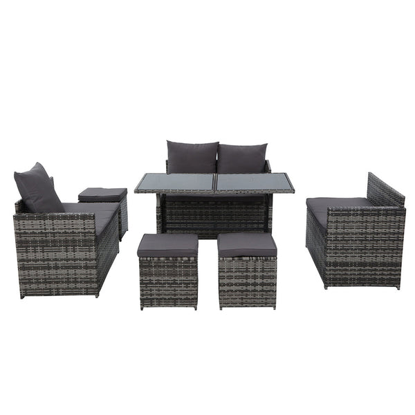 Gardeon Outdoor Furniture Dining Setting Sofa Wicker 9 Seater Storage Cover Patio Furniture Sets