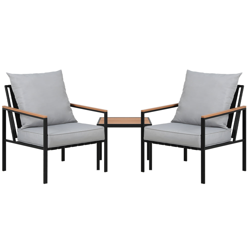 Gardeon Outdoor Furniture 3Pcs Lounge Setting Bistro Chairs Table Patio
