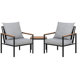 Gardeon Outdoor Furniture 3Pcs Lounge Setting Bistro Chairs Table Patio