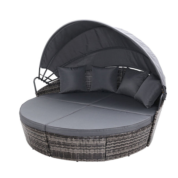 Gardeon Outdoor Lounge Setting Patio Furniture Sofa Wicker Garden Rattan Day Bed Grey Patio Chairs