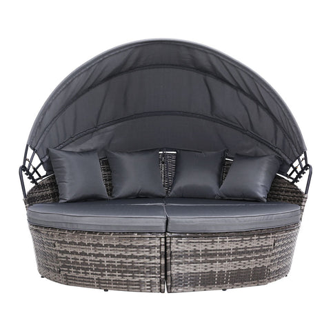 Gardeon Outdoor Lounge Setting Patio Furniture Sofa Wicker Garden Rattan Day Bed Grey