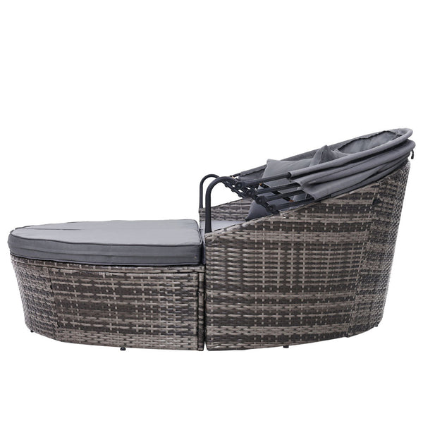 Gardeon Outdoor Lounge Setting Patio Furniture Sofa Wicker Garden Rattan Day Bed Grey Patio Chairs