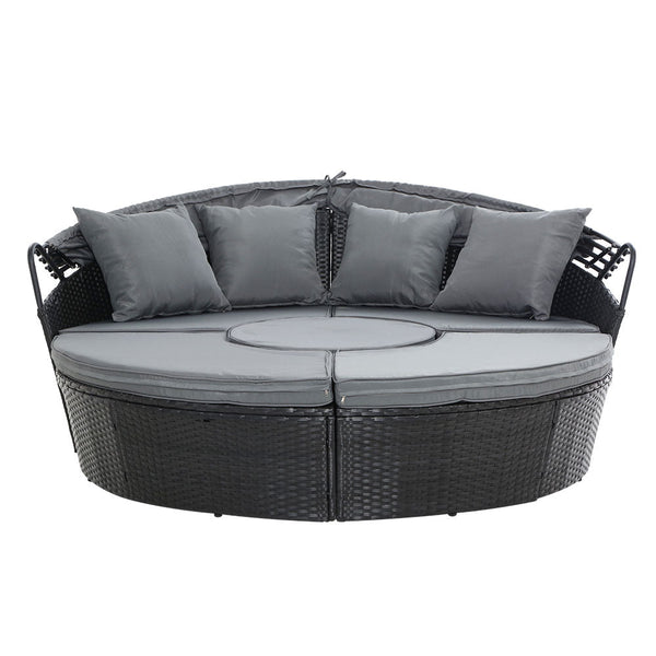 Gardeon Outdoor Lounge Setting Sofa Patio Furniture Wicker Garden Rattan Day Bed Black Patio Chairs