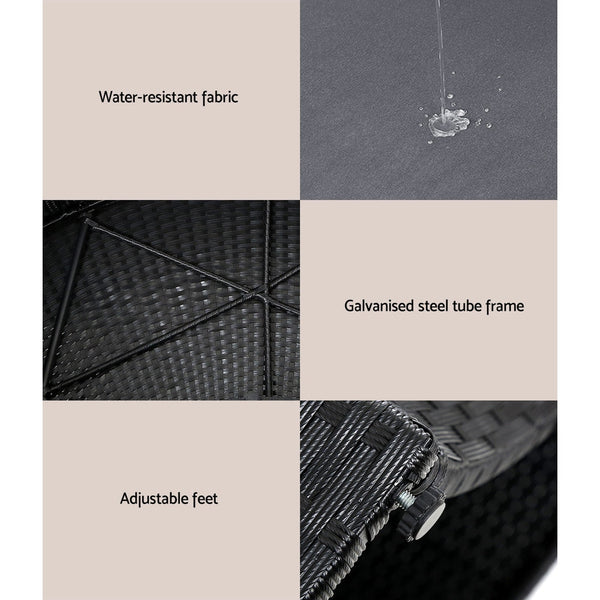 Gardeon Outdoor Lounge Setting Sofa Patio Furniture Wicker Garden Rattan Day Bed Black Patio Chairs