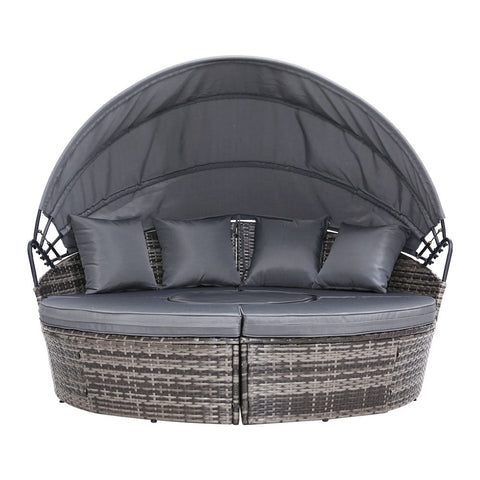 Gardeon Outdoor Lounge Setting Sofa Patio Furniture Wicker Garden Rattan Day Bed Grey