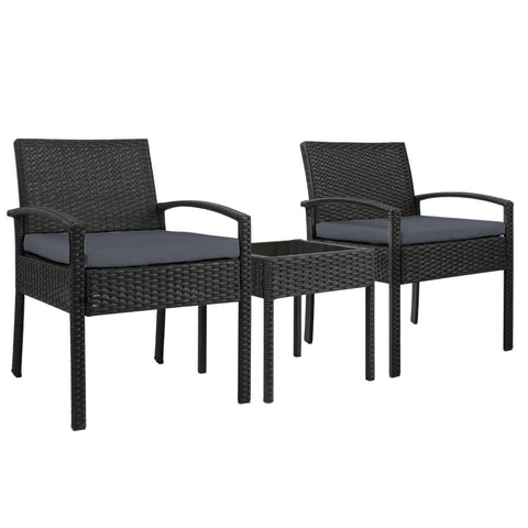 Gardeon 3 Piece Outdoor Set Black Patio Furniture Sets