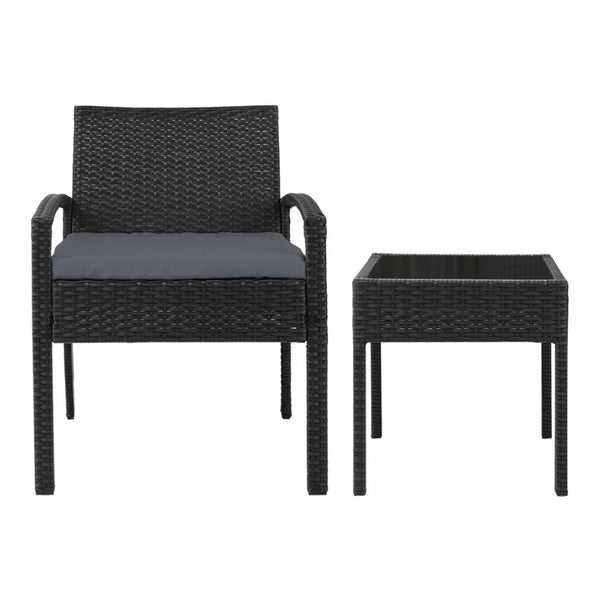 Gardeon 3 Piece Outdoor Set Black Patio Furniture Sets