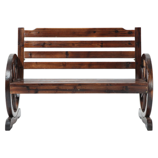 Gardeon Wagon Wheel Bench Brown Patio Benches