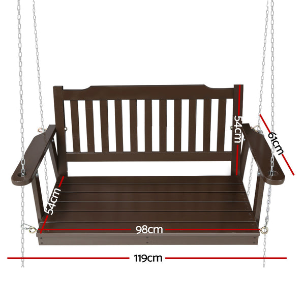 Gardeon Porch Swing Chair With Chain Garden Bench Outdoor Furniture Brown Swing Seats
