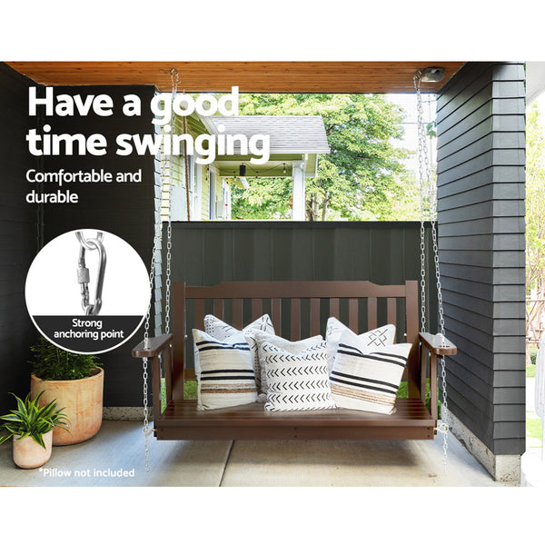 Gardeon Porch Swing Chair With Chain Garden Bench Outdoor Furniture Brown Swing Seats
