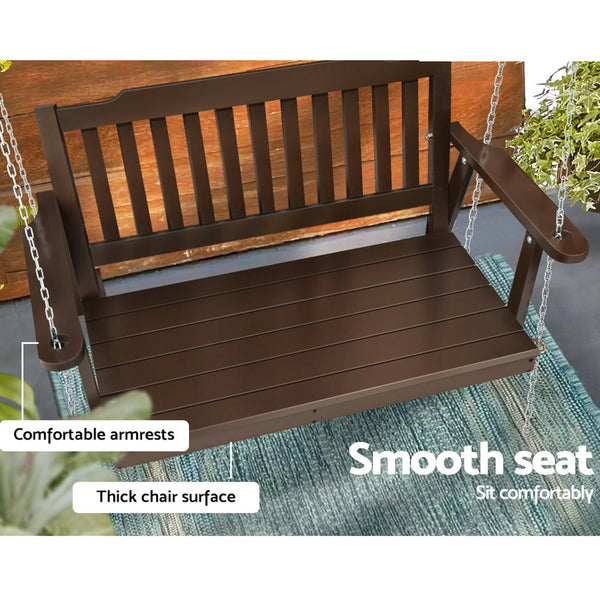 Gardeon Porch Swing Chair With Chain Garden Bench Outdoor Furniture Brown Swing Seats