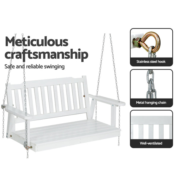 Gardeon Porch Swing Chair With Chain Garden Bench Outdoor Furniture White Swing Seats